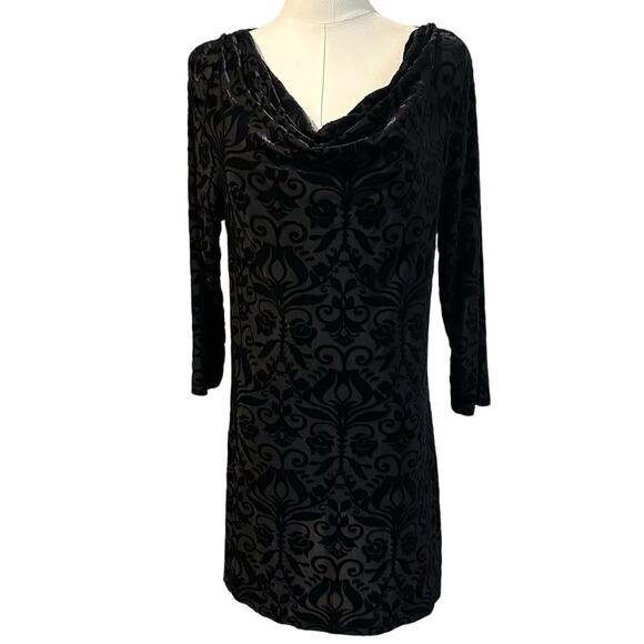 Black Velvet Burnout Top SZ LG Waterfall Neck Whimsey Goth Punk Ruby Ribbon - Picture 5 of 10